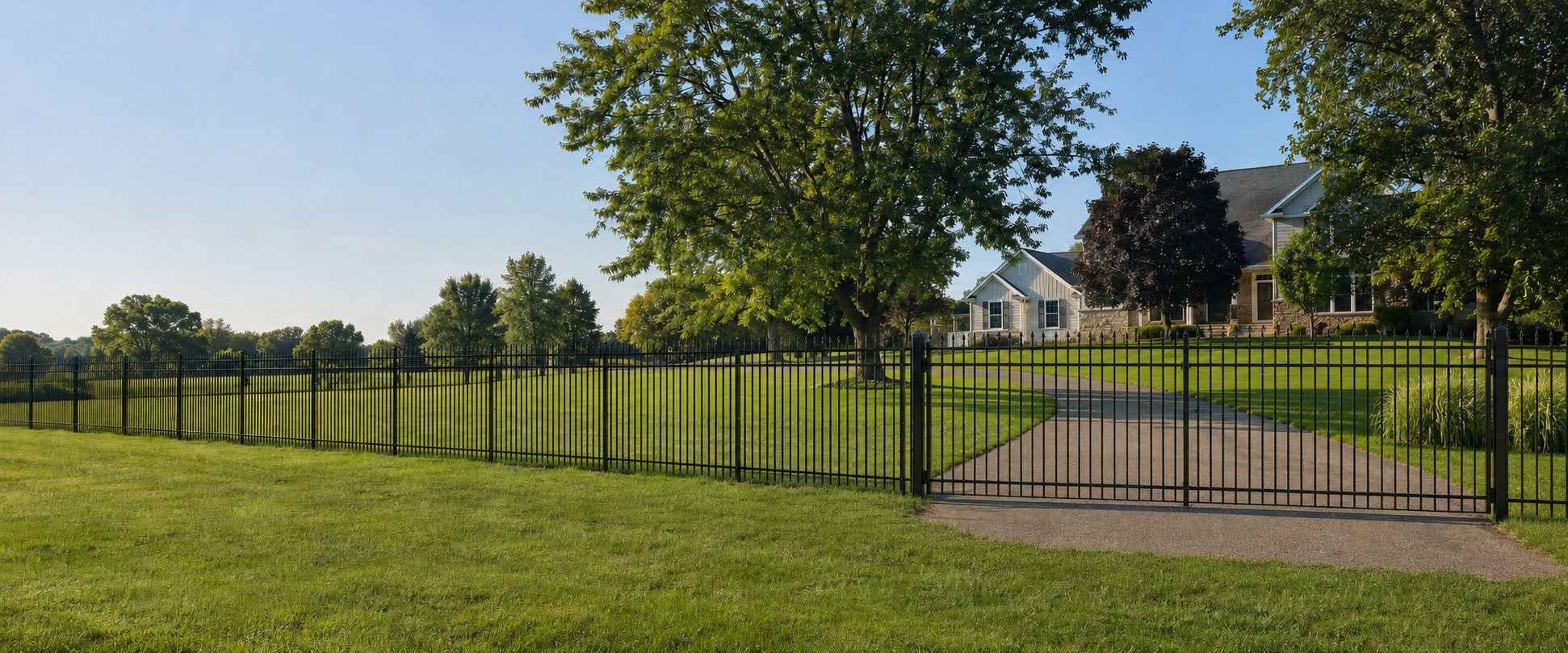 Representative Residential Acreage with black decorative steel fence